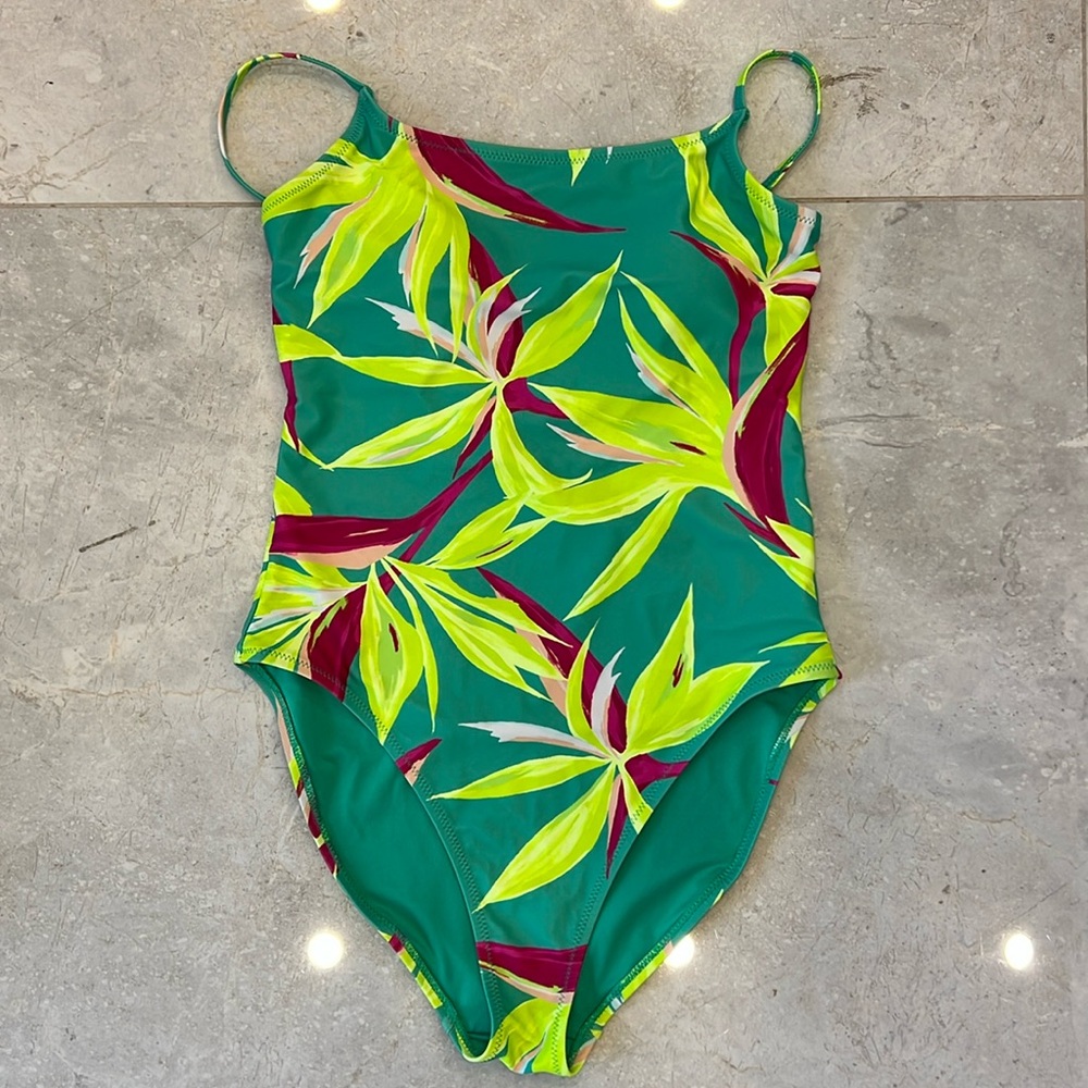 NWOT 🆕 Old Navy Womens Green Floral-print One Piece Swimsuit 🩱- Size XS